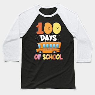 100 Days Of School Funny School Bus Kids Student Teacher Baseball T-Shirt